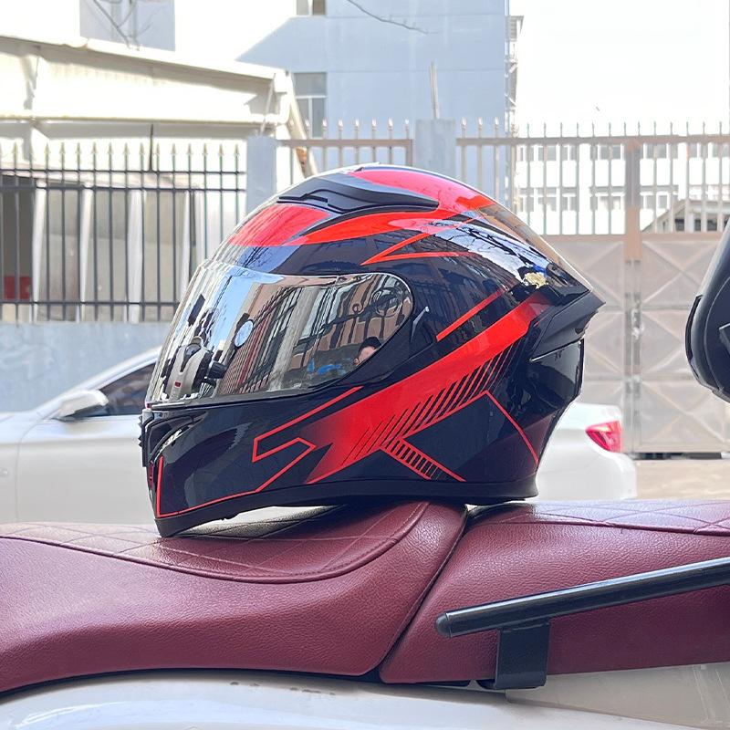 Motorcycle Helmet Full Helmet Can Be Equipped with Bluetooth Headset Men's Four-season Electric Bicycle Riding Helmet