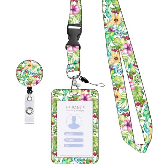 Badge Holder with Retractable Reel Clip And Lanyard ID Card Holder for Nurses Teachers Students Worker