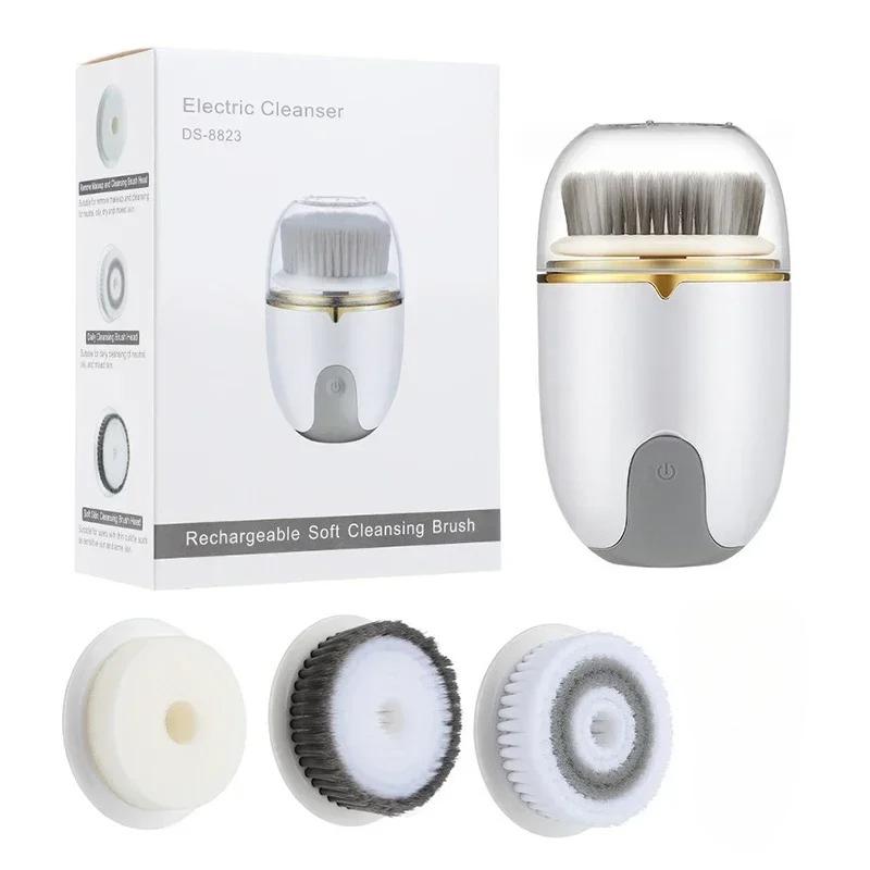 3 in 1 Facia Cleansing Brush Massager Deep Electric Vibration Cleansing Brush Pore Blackhead Remover SkinCare Exfoliating Beauty
