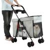 Dog Stroller with 360-degree Wheels, Foldable Pet Cart, 5 Ventilation Windows & Removable Tray, Outdoor Travel Dog Cart for Small/Medium