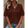 Dámské, Neformální, Krátký rukáv, S kapucí, Design s knoflíky vpředu, Volný střih Jednobarevné, Dámské tričko