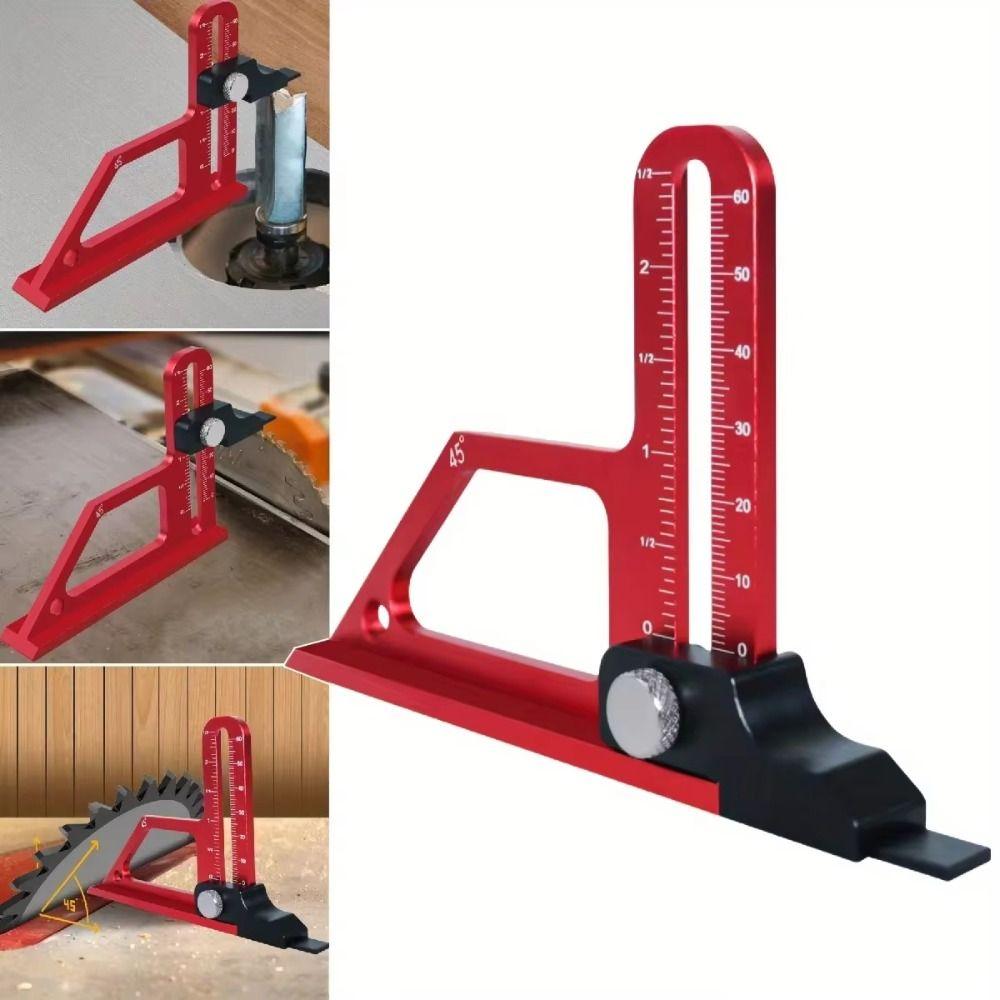 Adjustable Table Saw Depth Gauge with Metric & Inch Scale Angle Ruler Height Measuring Gauge