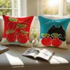 Cute Art Cartoon Handdrawn Cat Cushion Cover Pillowcase Antidustmite Invisible Zipper Short Plush Sofa Cushion