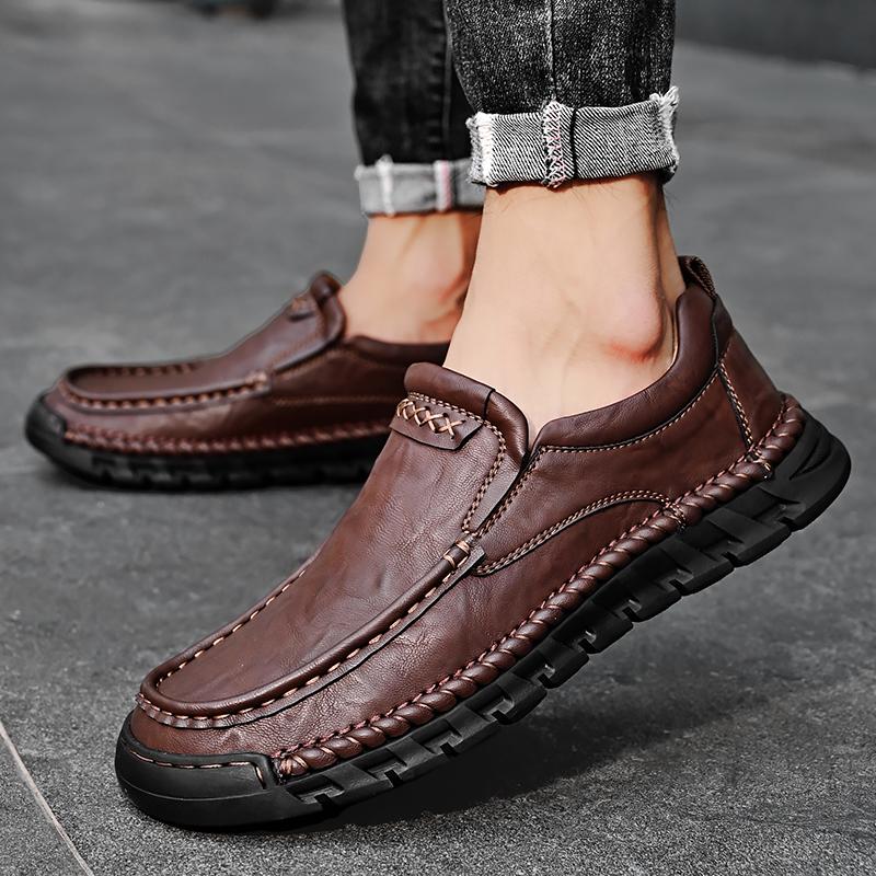 Popular Men's Shoes Autumn Men's Business Dress Small Leather Shoes Fashion British Block Casual Shoes