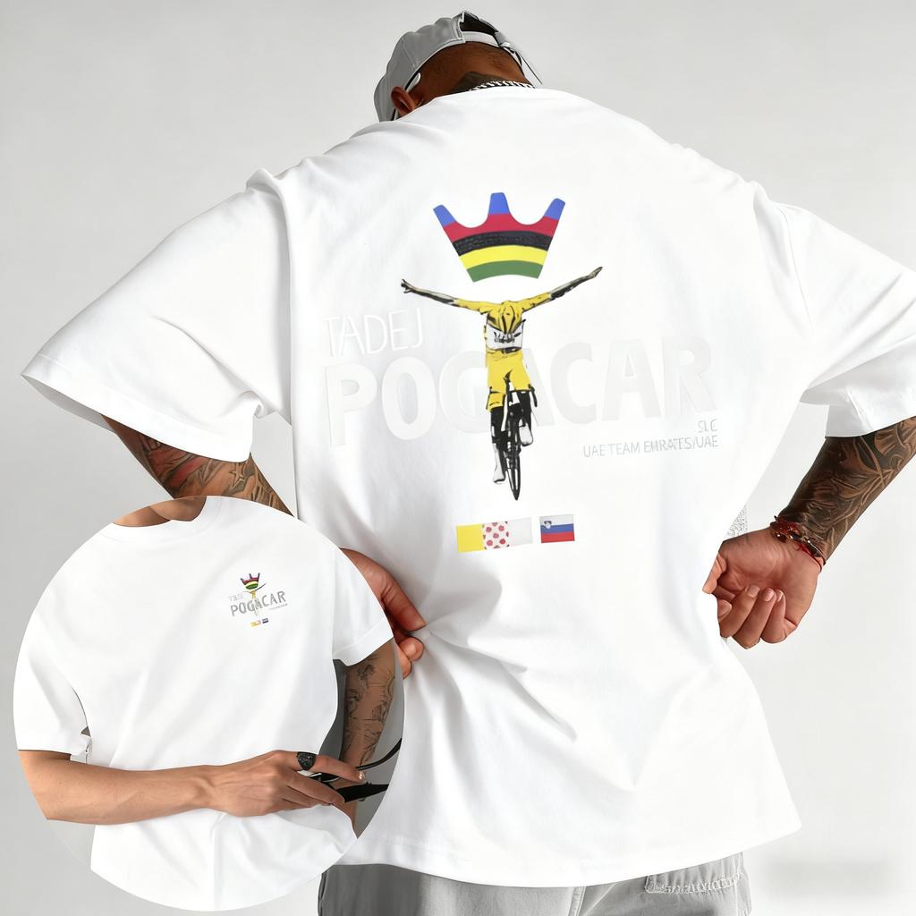 2025 Pánské Tadej Pogacar Jízdní Pogi Tým Bavlněné Tričko Krátký Rukáv Prodyšné Tričko v Létě Tour De France