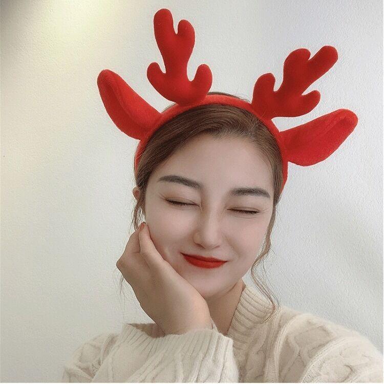 Antler Headband: Korean Style Plush Hairband for Face Washing & Masks, Cute Christmas Hair Accessory