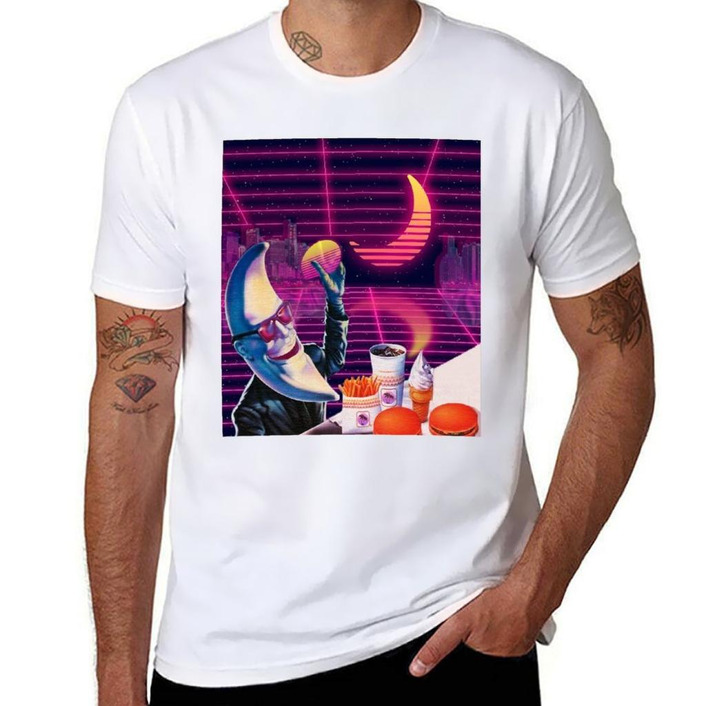 Moonday Night 80s Retro Aesthetic Vaporwave Tshirt Work Wear Simple Tee Shirt