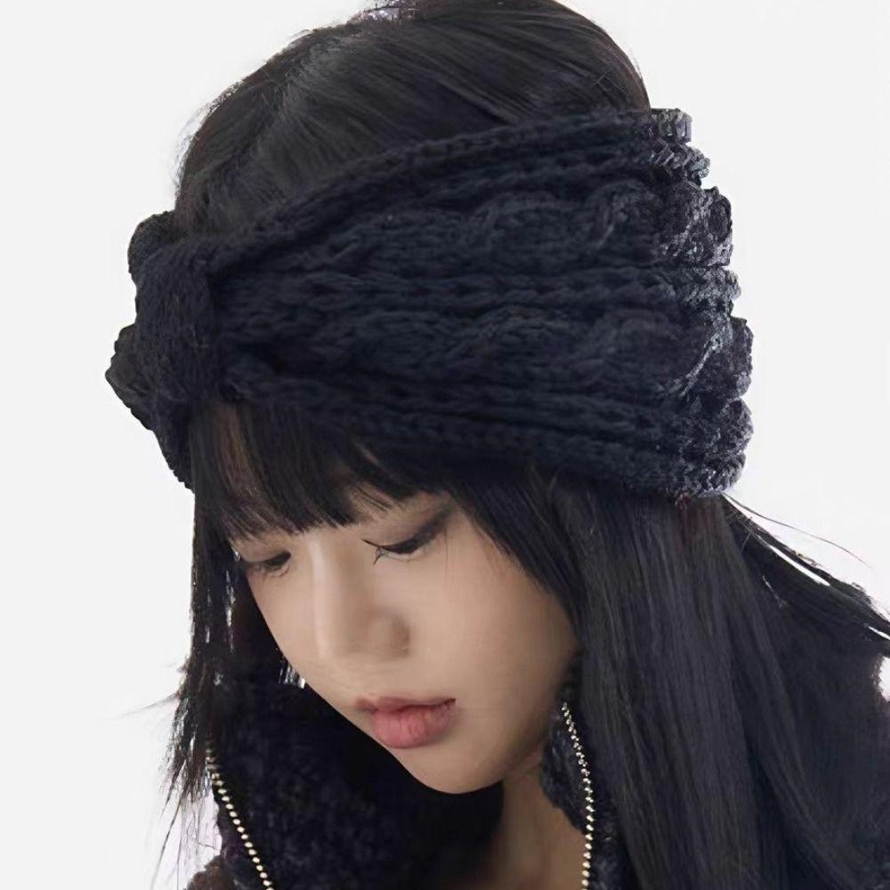Bow Knot Bow Headband Ear Warm Wool Knitting Headdres  Winter Hair Accessories