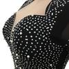 European Sexy Rhinestone See-through Mesh Deep V Party Dress for Women