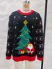 Women's Christmas LED Knit Sweater: European & American Style, Round Neck, Santa Claus & Christmas Tree Jacquard Design