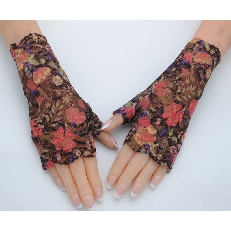 New Arrival Lace Half Finger Gloves Women's Thin Summer Silk Ice Short Sun Protection Driving Non Slip Elastic Fingerless Gloves Bridal Gloves