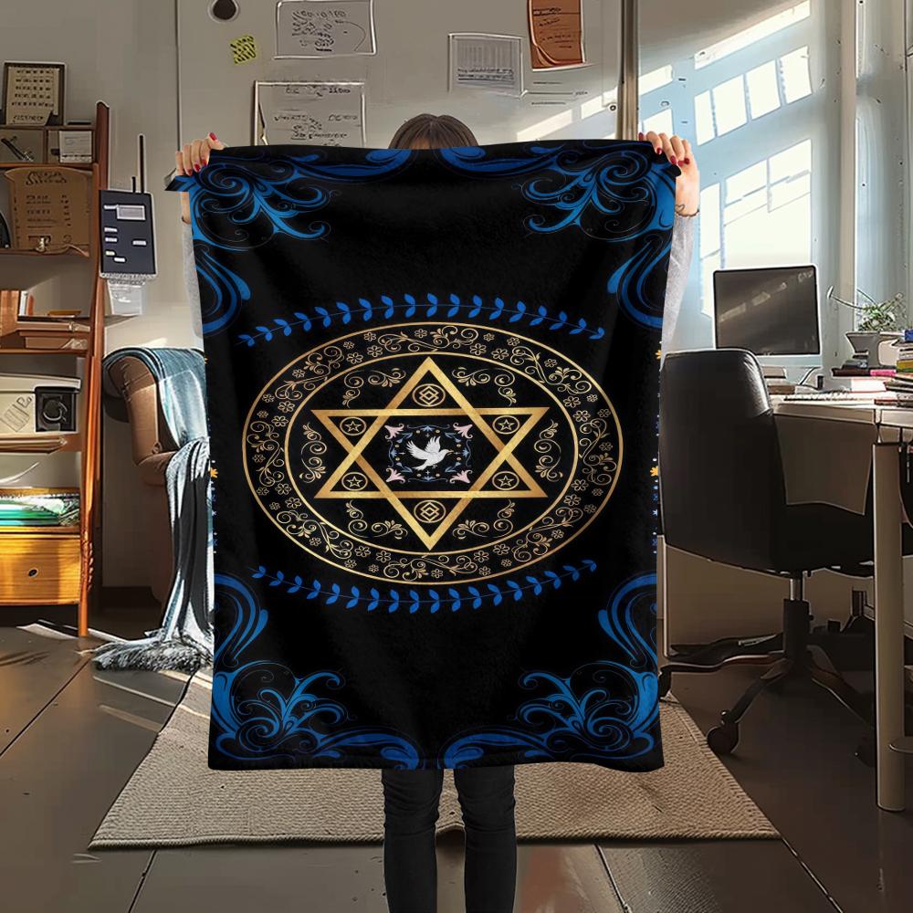 1PC Hanukkah Print Flannel Blanket, High quality All Seasons, Home Decor, Warmth and Comfort, Perfect for Christmas Gifts