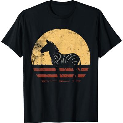 Zebra Vintage Retro Sunset 70s 80s Funny Wild Animals Lover T-Shirt