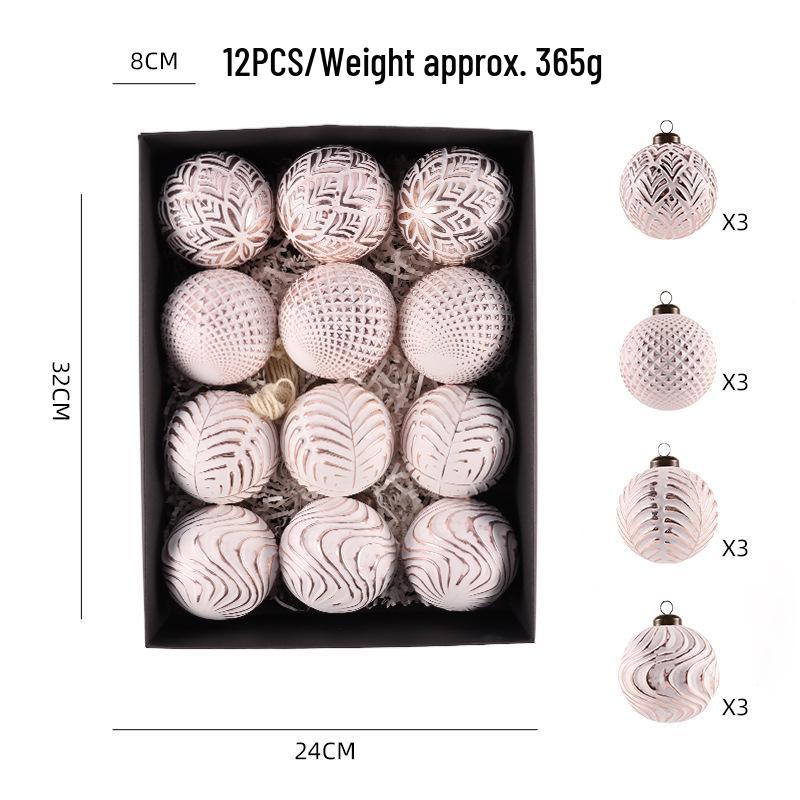 Retro 8cm Christmas Ball Set: 12 Decorative Ornaments for Festive Scenes and Tree Decoration