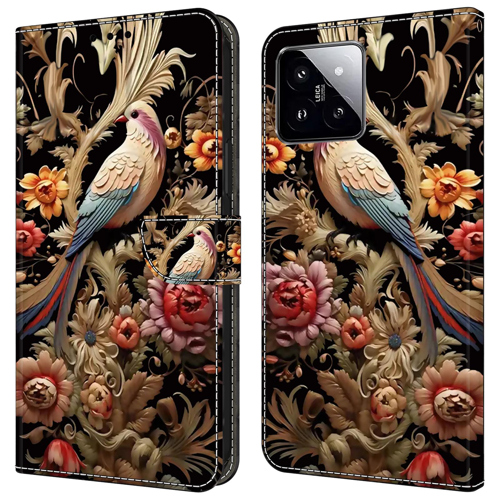 For Xiaomi 14 Wallet Case Pattern Printing PU Leather Phone Cover N