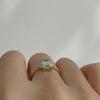 Women’s Emerald Cut Green Gemstone Ring – Gold Plated Band with Baguette Accents, Elegant Statement Jewelry Gift for Her