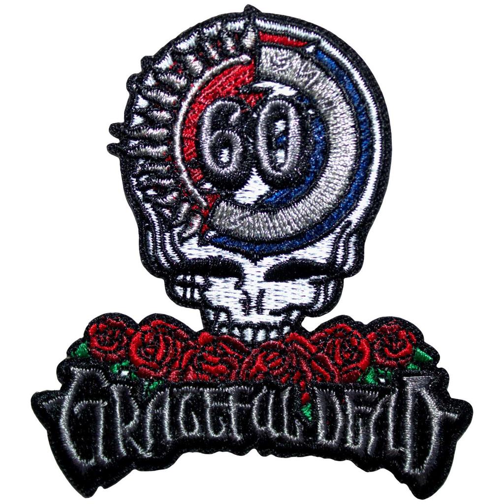 Grateful Dead 60th Anniversary Logo Woven Skull Iron On Patch
