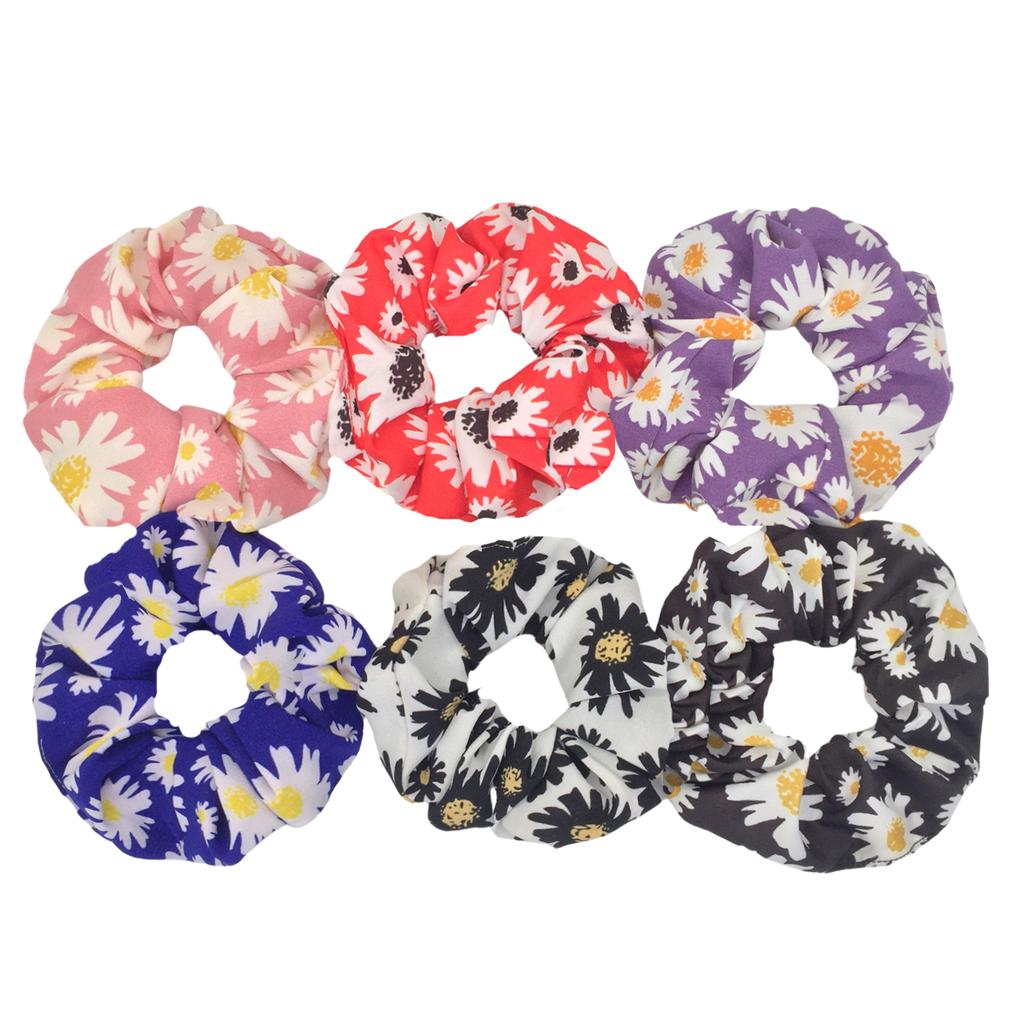 6 Stück/Los Haargummis Elastisches Band Damen Halter Gummiband Zubehör Chiffon Sonnenblume Gänseblümchen Blume Niedliche Kopfbedeckung
