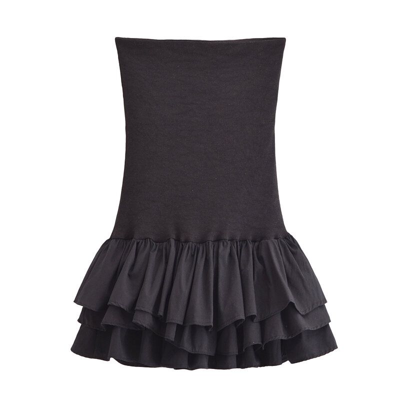 Fashion Style 2024 Summer New Women's Clothing Stylish Laminated Decoration Patchwork Short Dress 4174356