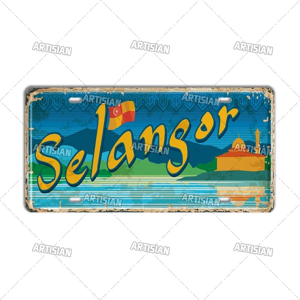 Artisian PHILIPPINES Malaysian License Plate City Metal Sign Landmark Decorative Vehicle Plate Wall Decor Garage Bar Pub Club