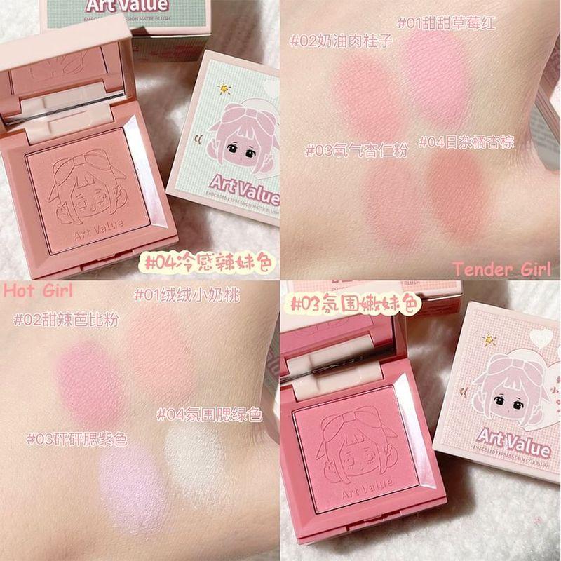Art Value - 4 Colours Cartoon Embossed Matte Blush Palette