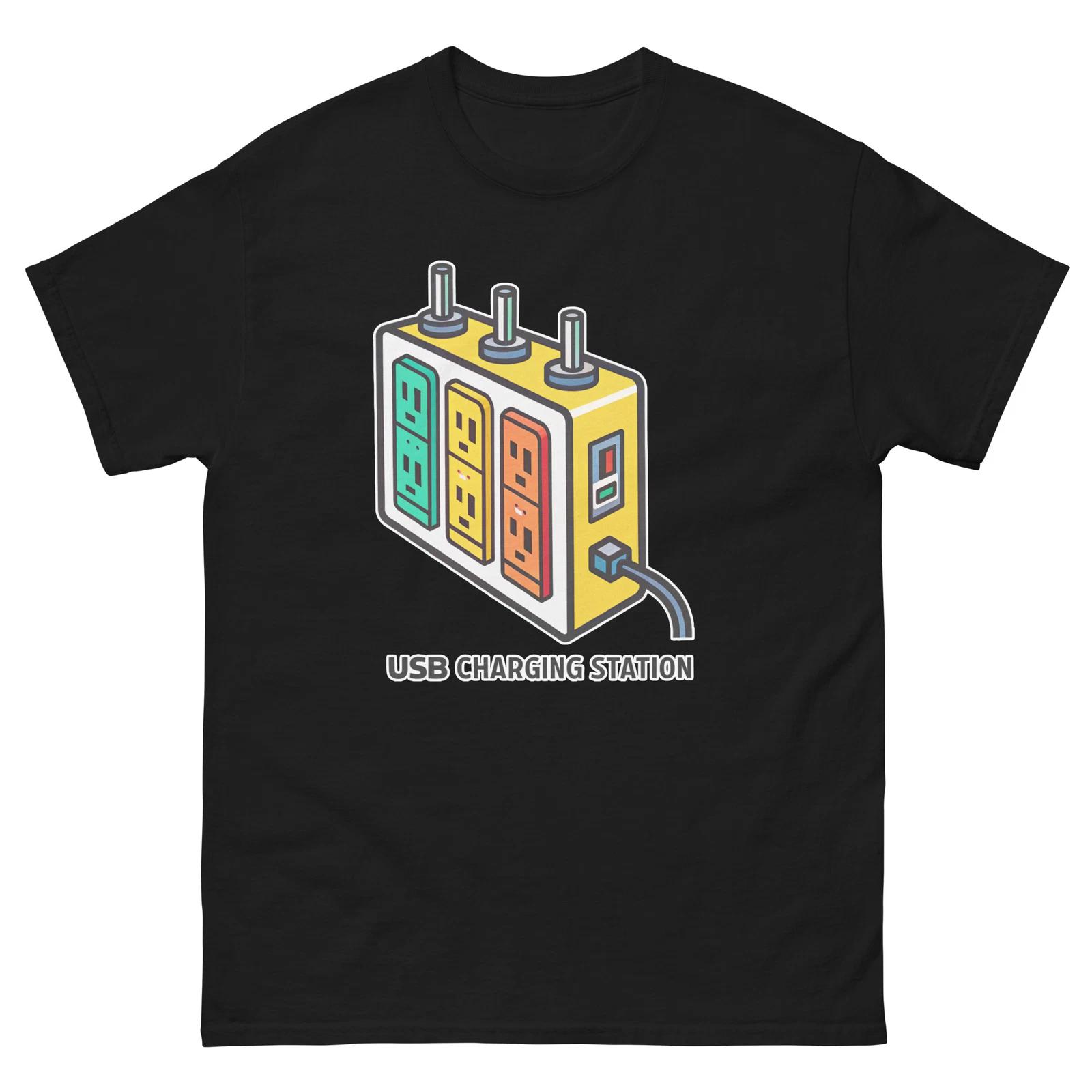 

USB Charging Station Nightclub Bar Nightlife Party T-Shirt XL