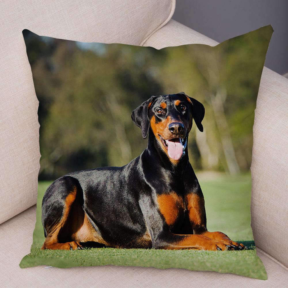 Doberman Pinscher Cushion Cover Both Sided Print Decor Pet Dog Animal Pillow Case for Car Sofa Home Soft Plush Throw Pillowcase