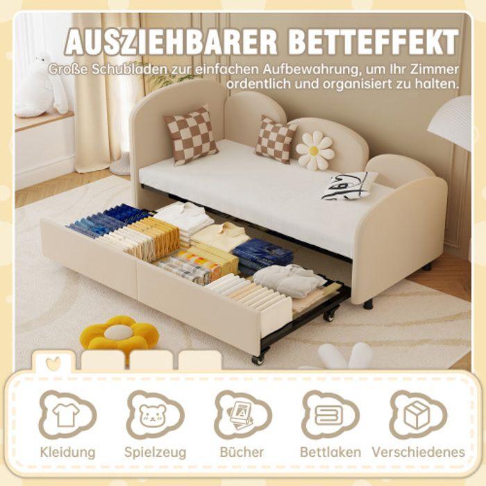 Canapé-lit - MUVOE - Lit simple - Velours - Tiroirs de rangement - Design floral