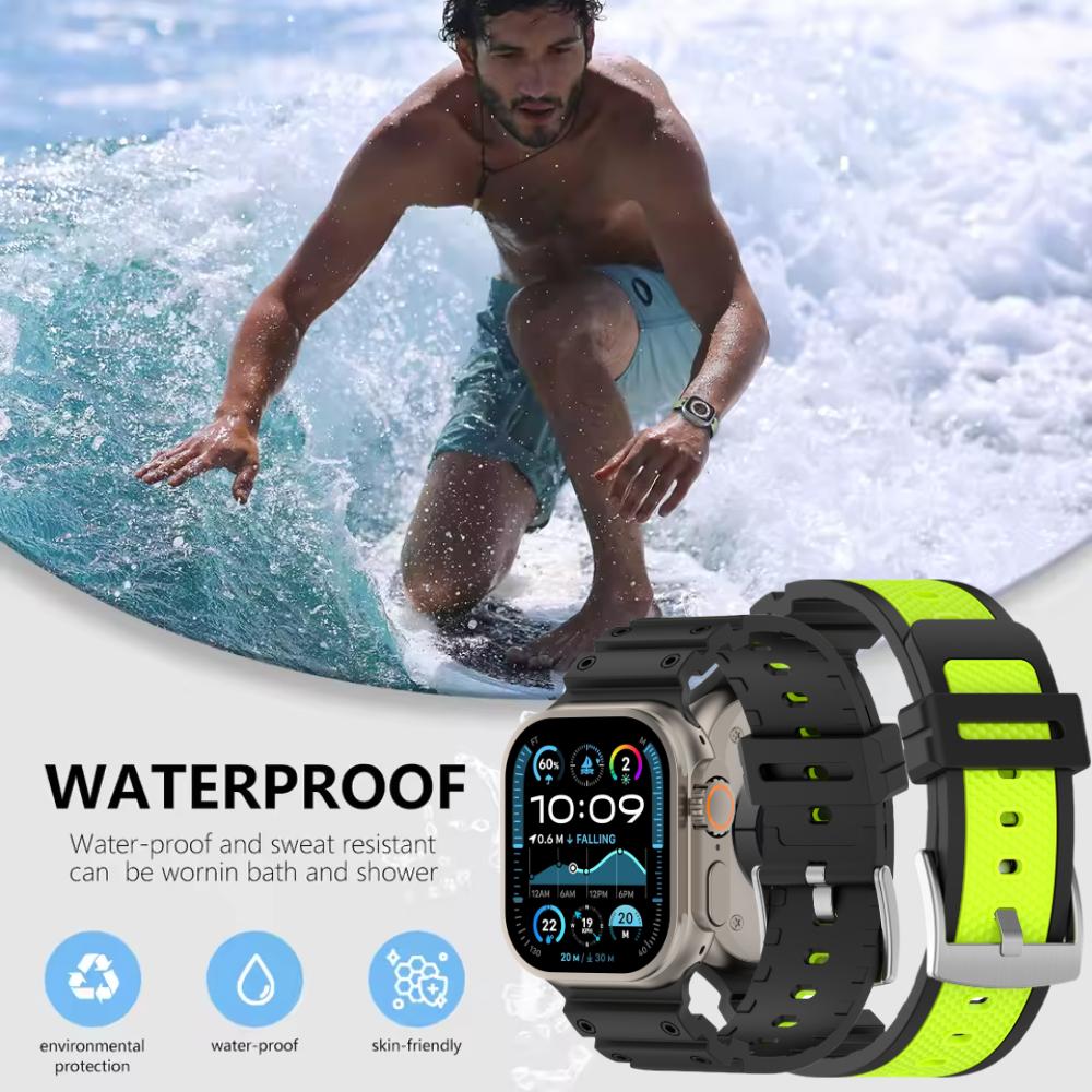 Apple Watch Series 10 46mm için Karbon Fiber Kayış Silikon Bant 42MM Erkek Spor Ultra 2 49mm Bileklik iWatch Series 9 8 7 6 4 5 se 44MM 45MM İçin