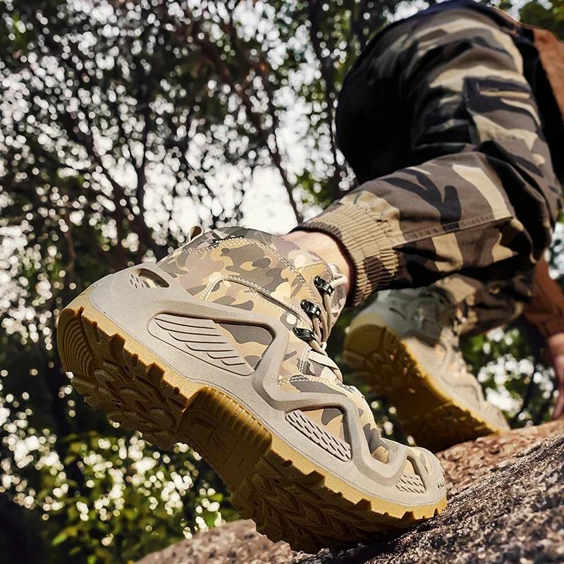 Anti Slip and Wear-resistant Hiking Shoes Comfortable Desert Work Boots Autumn  Winter Platform  Ankle Boots Men's Hiking Shoes