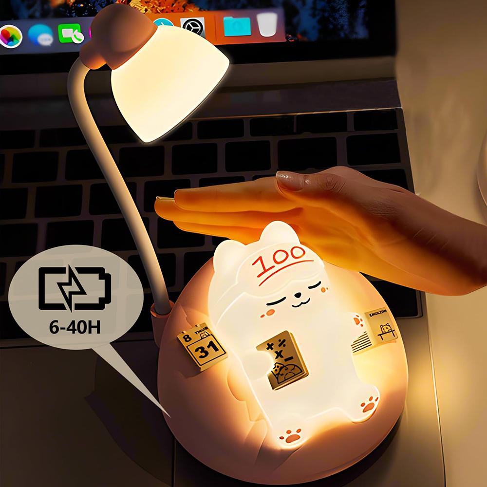 Cute Sleeping Cat Night Light Mini Kitten Table Lamp Kid Birthday Gift Rechargeable Dimmable Nightlight For Room Bedside Bedroom