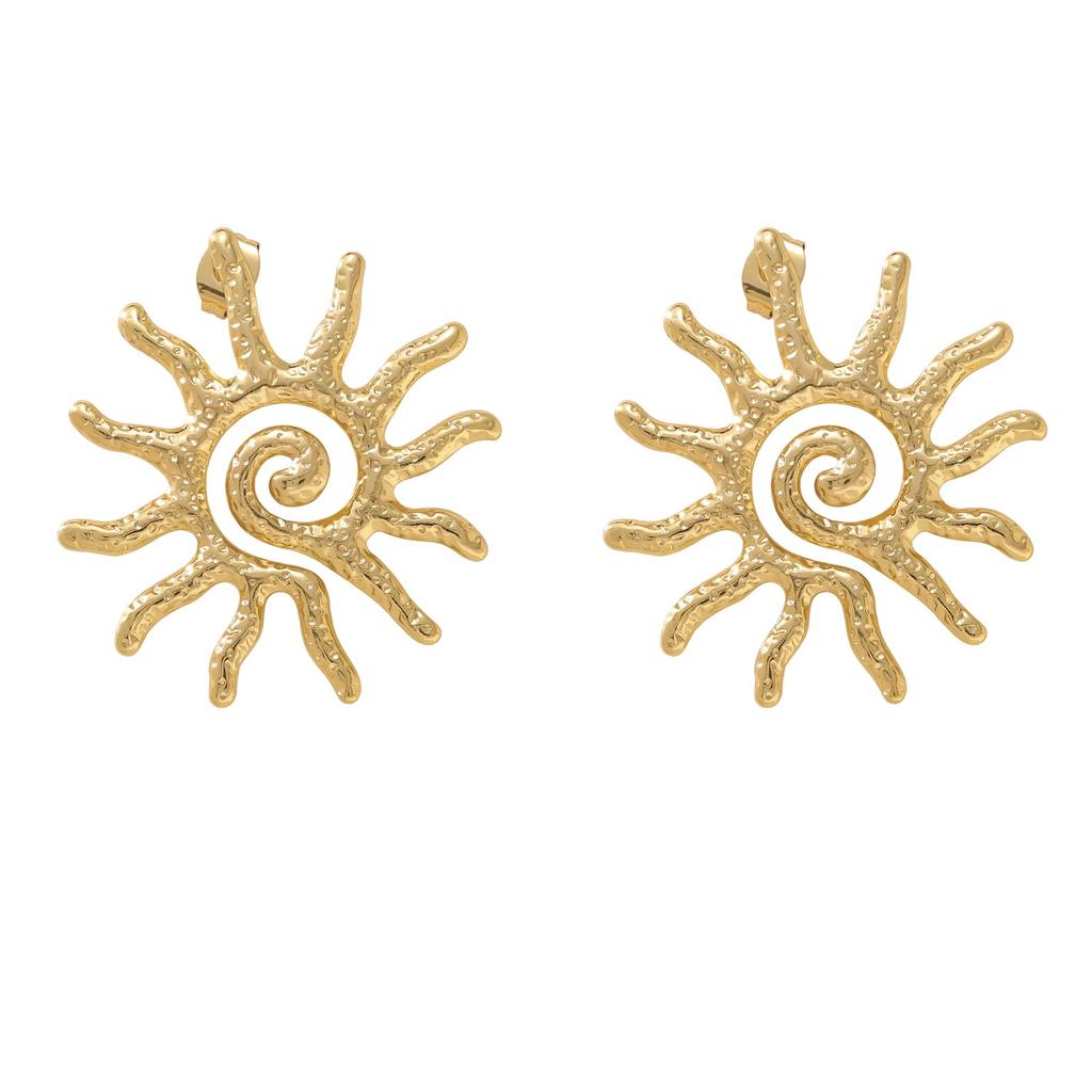 Retro Exaggerated Sun Flower Stud Earrings High Sense Simple Fashion Earrings Women