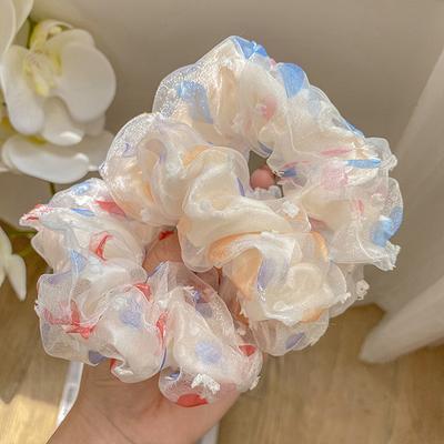 Embroidered Mesh Hair Scrunchies Korean Style Sweet All-Match  Ponytail Head Rope For Women Girl Fairy Hair Accessories