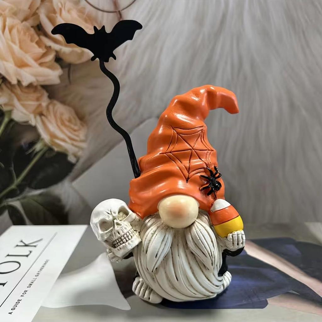 New Halloween dwarf decorations, home garden resin skull witch boots dwarf elf pumpkin cart creative ornaments