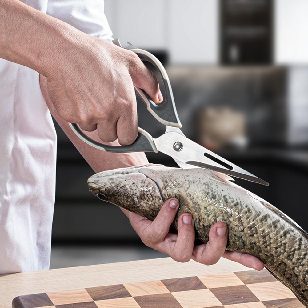 High-Quality 6-in-1 Powerful Kitchen Scissors Detachable Multi-functional Magnetic Storage Pouch Fish Scale Plane Peeler Crack Walnut Corkscrew