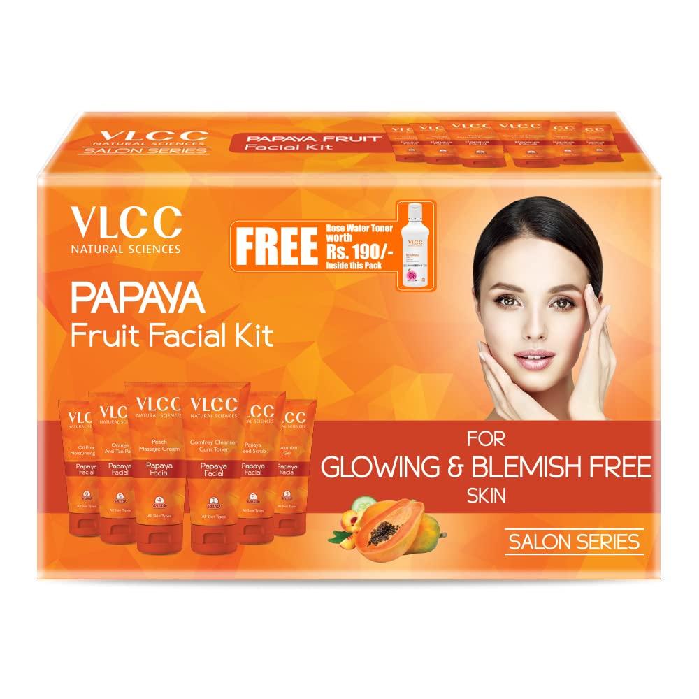 

VLCC Papaya Fruit Facial Kit 300g with Free 100ml Rose Water Toner for Glowing, Blemish-Free Skin at Home