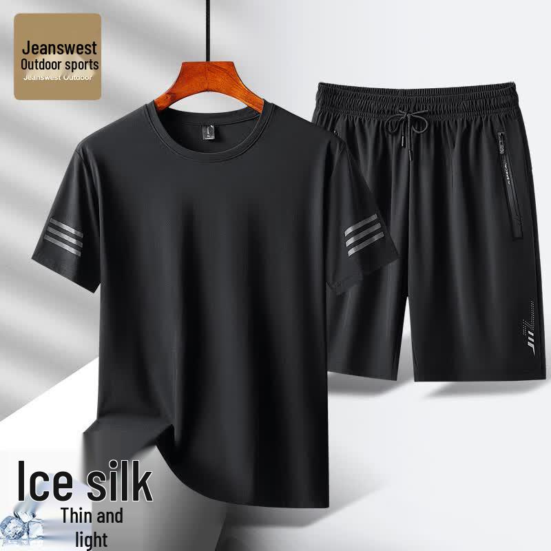 Jeanswest Men s Ice Silk Summer Outdoor Sports Two-Piece Set 5XL