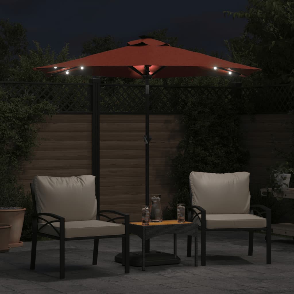 Vidaxl Parasol Ogrodowy Led, Stalowy Słupek, Terakota, 225X225X212 Cm