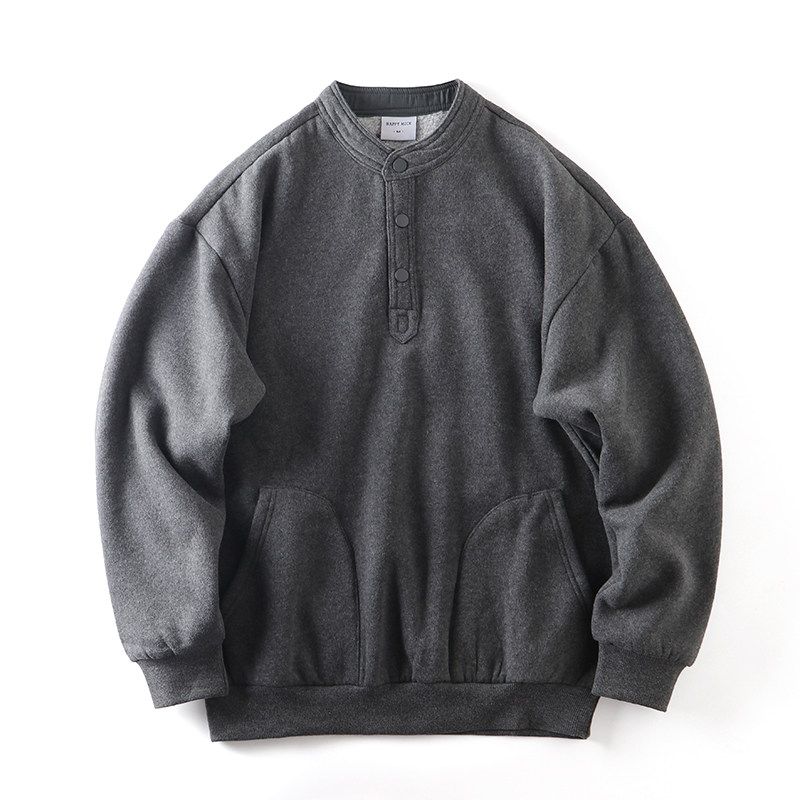 Trendy Retro Henry Collar Thickened Cattle Goods Coat Sweatshirt