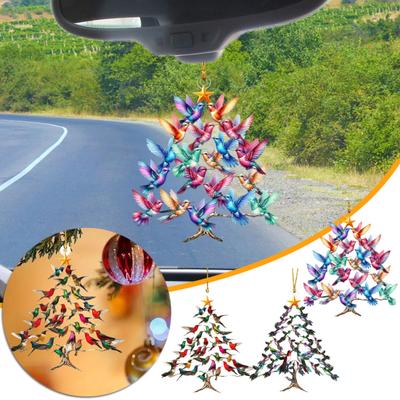 Sun-Catcher Hummingbird Ornament Dual-Sided Acrylic Garden Decor with Prismatic Effects Christmas Tree Hanging Accessory