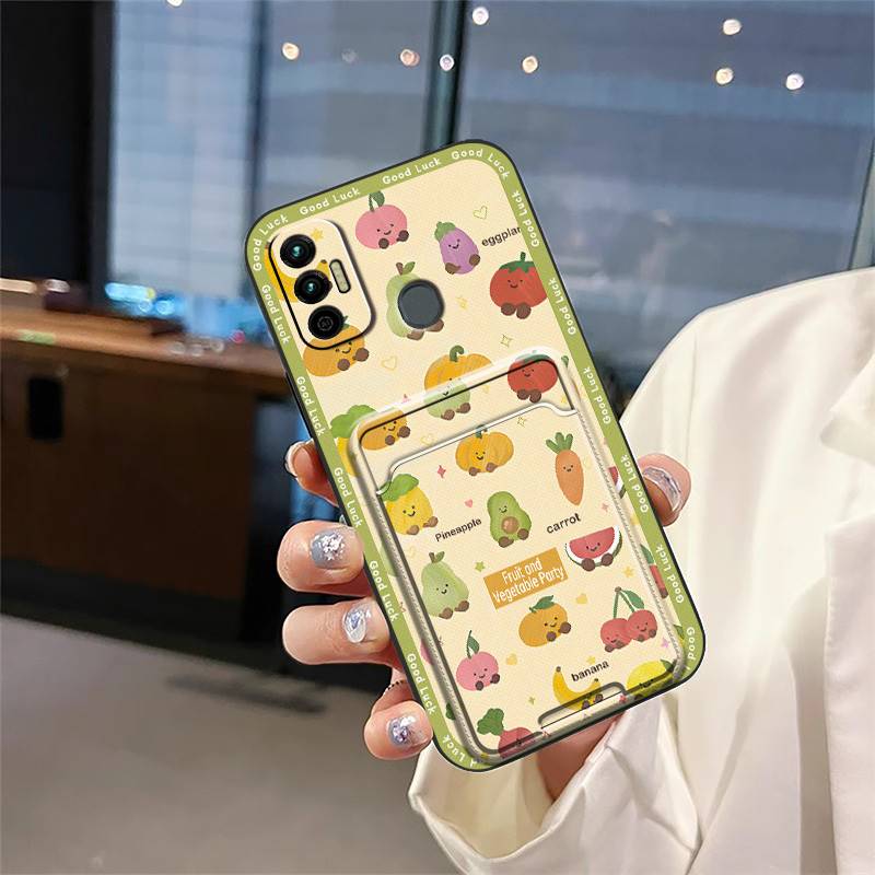 Card Bag Waterproof Phone Case For Tecno Spark 7/Spark7T TPU Cover Anti-knock Cartoon Anti-dust Protective Full Wrap