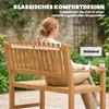 Garden Bench 2-Seater Weatherproof Wooden Bench with Slatted Design Armrests, Wooden Seating Bench Up To 320 Kg 112 X 64 X 92 Cm Natural Wood