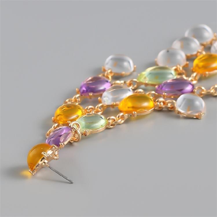 Unique Exotic Bohemian Tassels Earrings Colored Gemstones Chandelier Dangle Earrings Elegant Women's Party Accessories