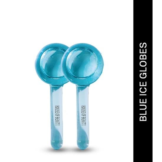 House Of Beauty Eis-Kugeln, Kühlende Kristall-Rollenbälle mit Griff, Gesichtsmassage-Werkzeuge für Gesicht und Hals Augenringe (Blau, 2 Stück)