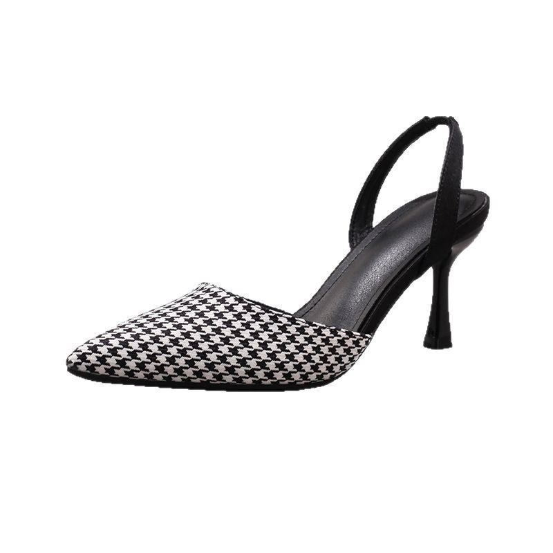 Special for Qianniao pattern high heels, sexy pointed straps, empty, fashionable and versatile, European and American style Qianniao grid