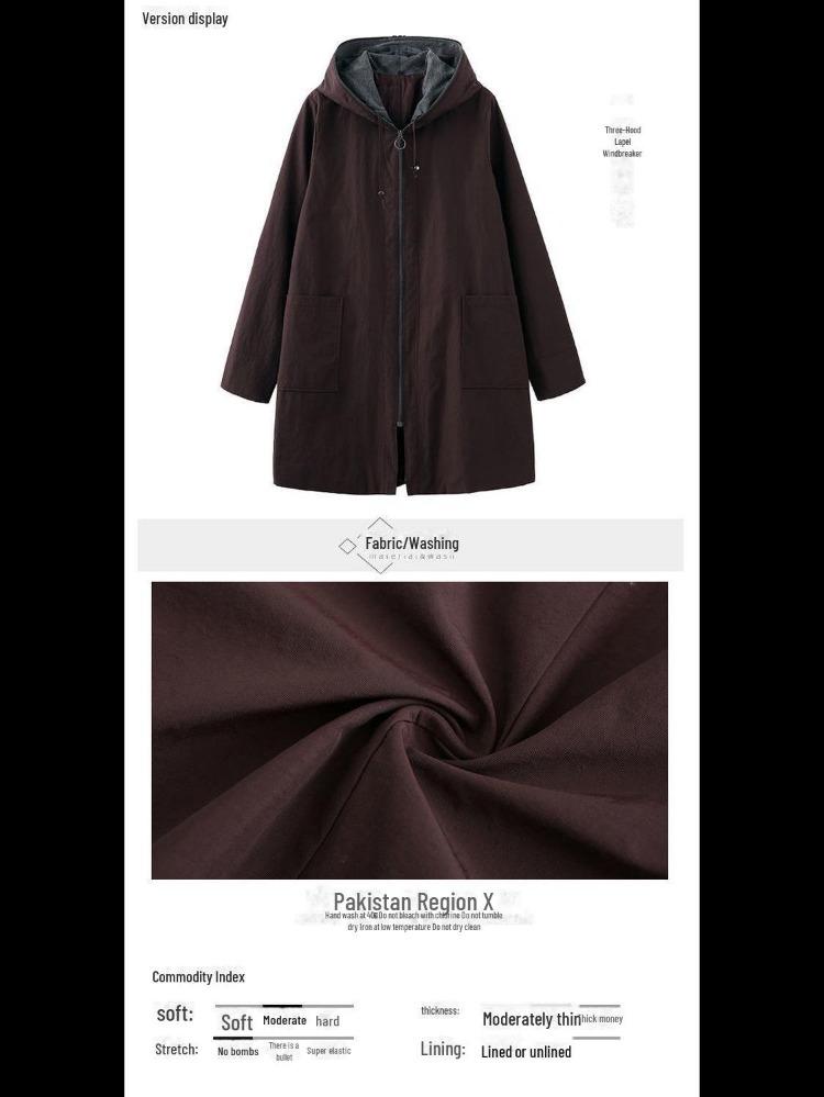 Damen Plus Size High-End Windjacke Mittellang S-7XL Bis zu 300 Jin