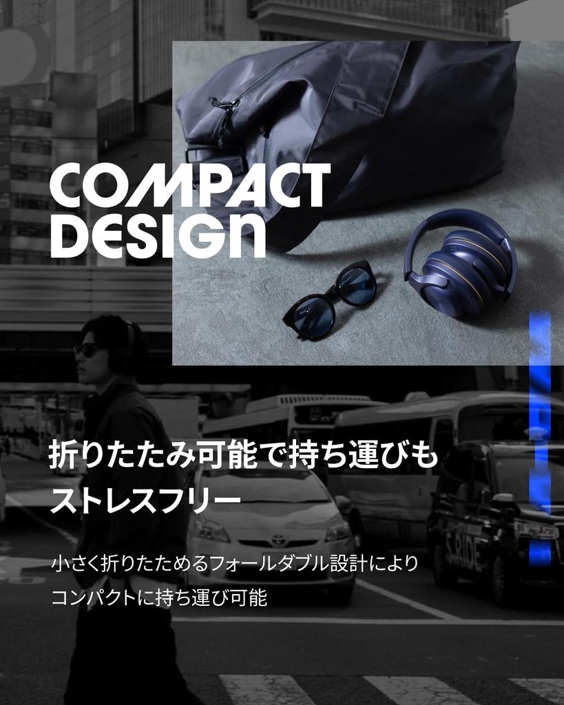 AVIOT Adaptive Hybrid Noise Cancelling Wireless Up to 120 Hours of Breathable Memory Foam Urethane Material for a Comfortable Compact Folding Dual Use
