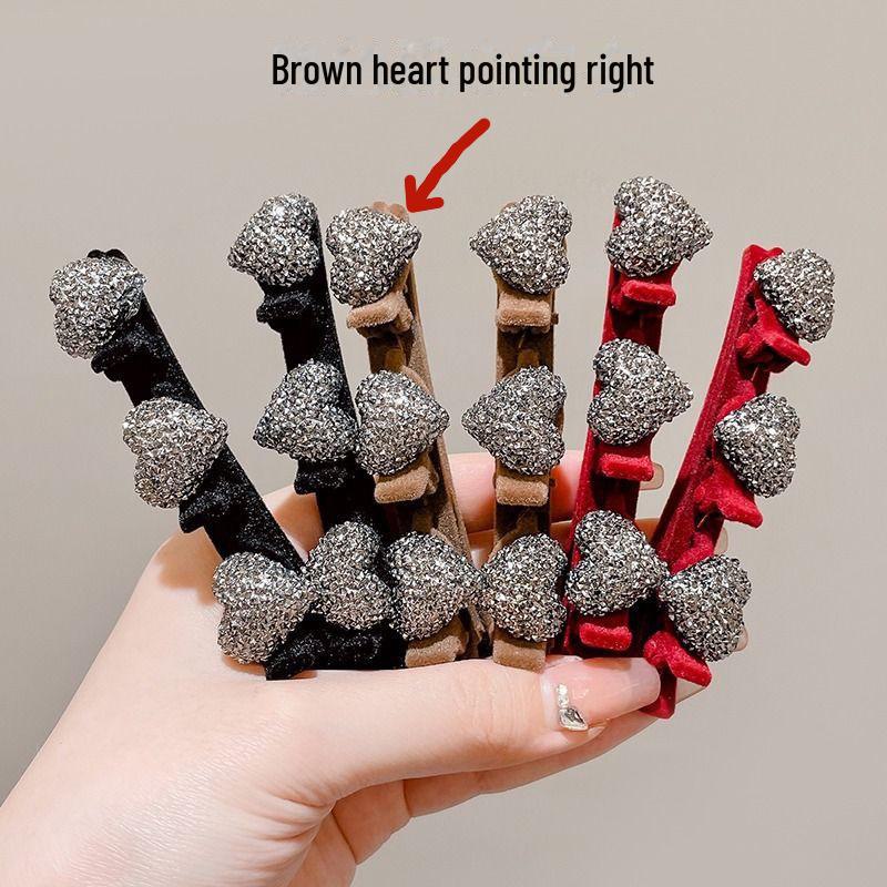 Flocking Love Diamond Hair Clip: New Year's Hair Braiding & Bangs Accessory
