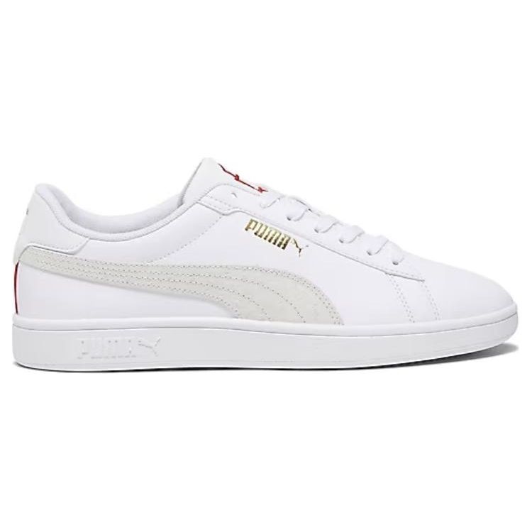 Puma Smash Round Toe Lace-Up Comfortable Versatile Low-Top Sneakers Unisex Sneakers White 392498-01