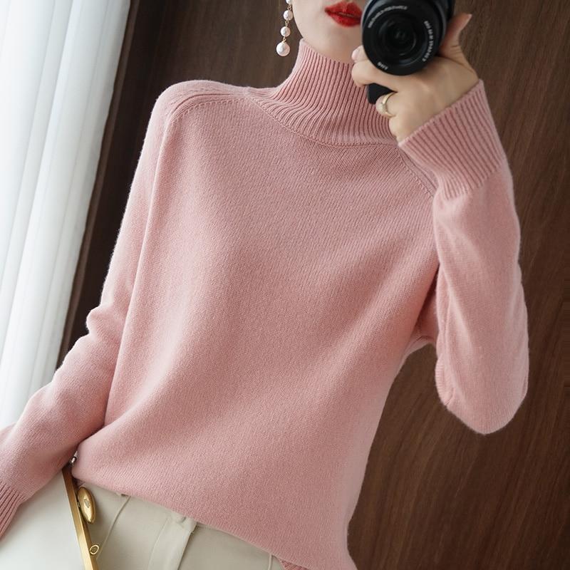 Maglione Donna O-Collo Rosa Chiaro Manica Lunga - Pullover Sottile In Tessuto Morbidissimo Con Strisce Diagonali, Casual, Taglia M
